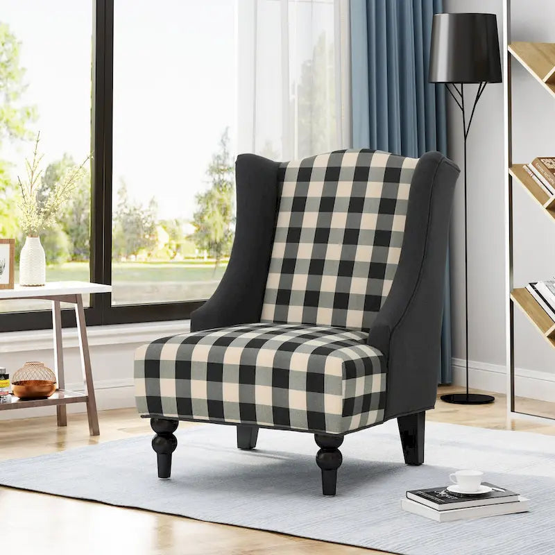 28 High-Back Upholstered Club Chair with Birch Legs