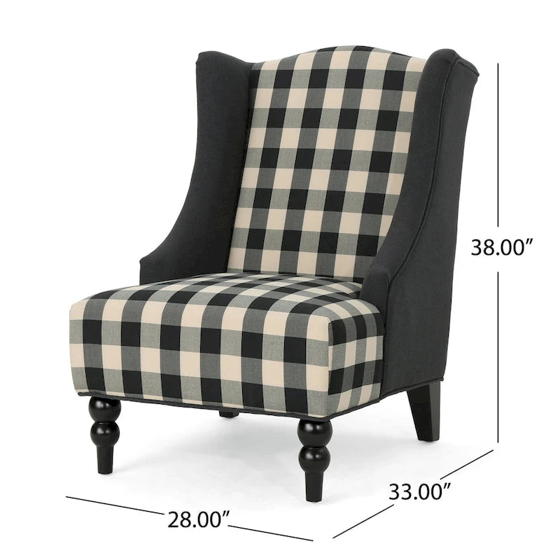 28 High-Back Upholstered Club Chair with Birch Legs