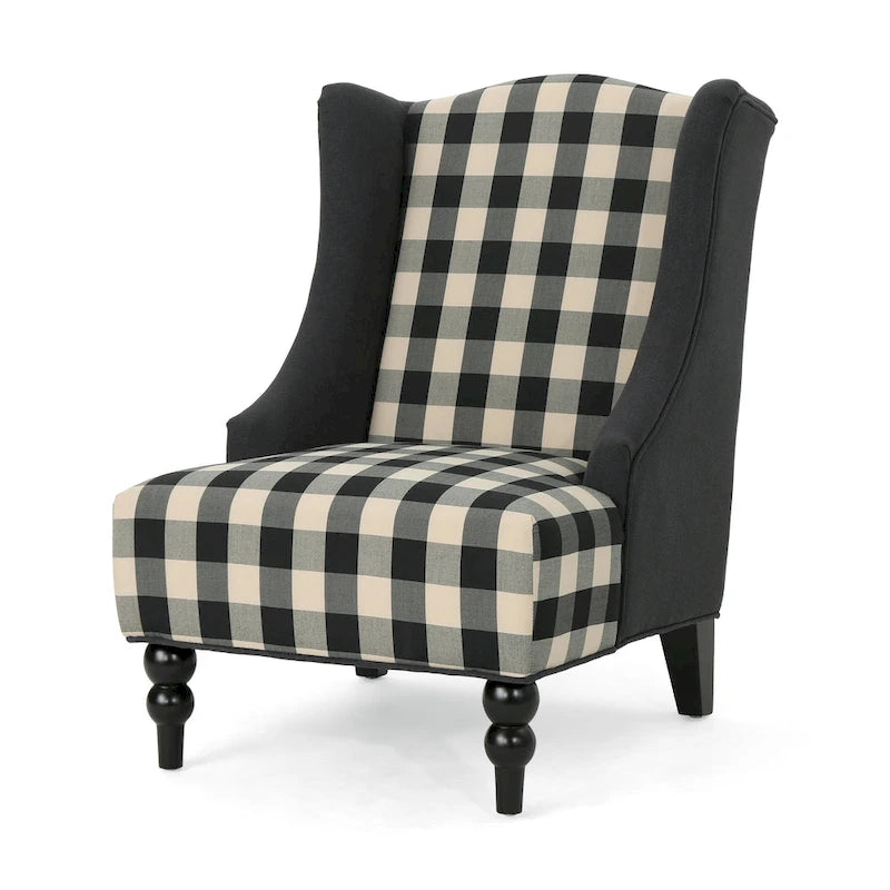28 High-Back Upholstered Club Chair with Birch Legs