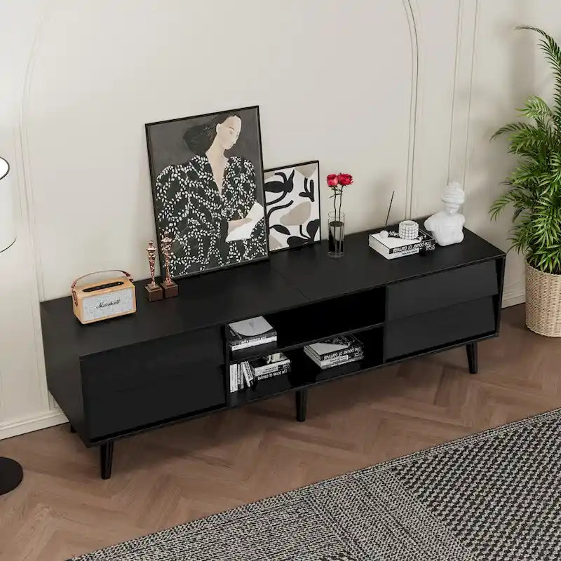 63 Vintage TV Stand with Shelves & Drawers for 60 TVs