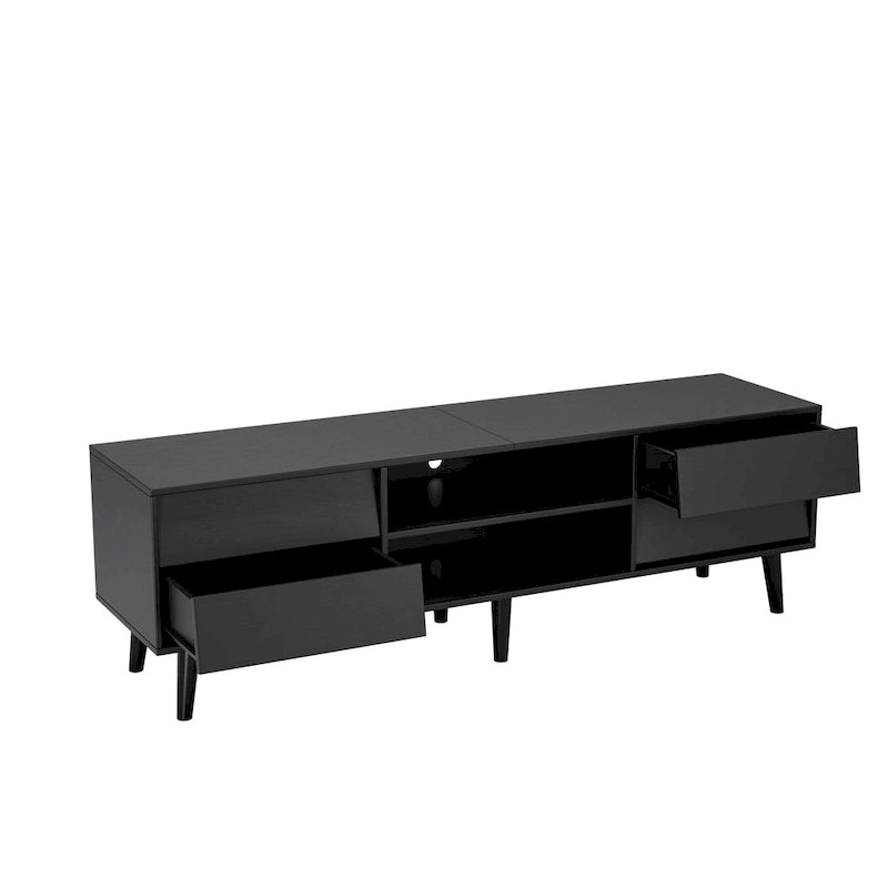 63 Vintage TV Stand with Shelves & Drawers for 60 TVs