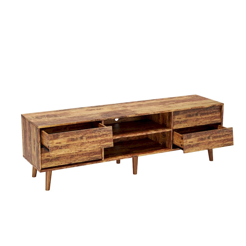 63 Vintage TV Stand with Shelves & Drawers for 60 TVs