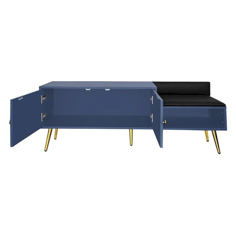 Modern Shoe Storage Bench with Hidden Storage and Upholstered Cushions