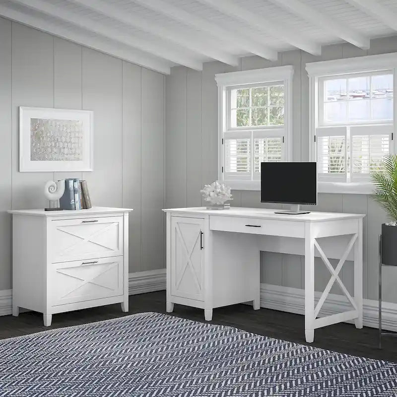 54W Computer Desk with Storage and Cabinet