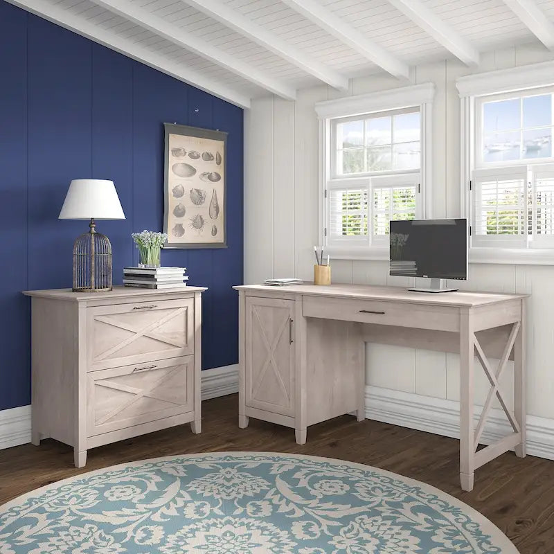 54W Computer Desk with Storage and Cabinet