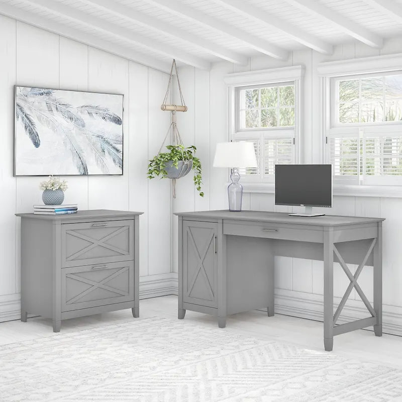 54W Computer Desk with Storage and Cabinet