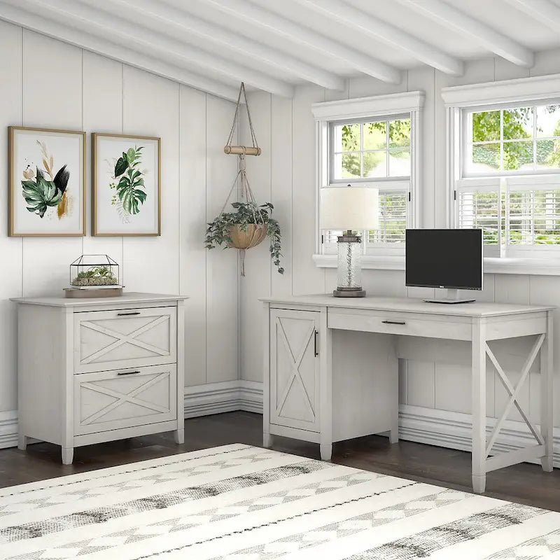 54W Computer Desk with Storage and Cabinet