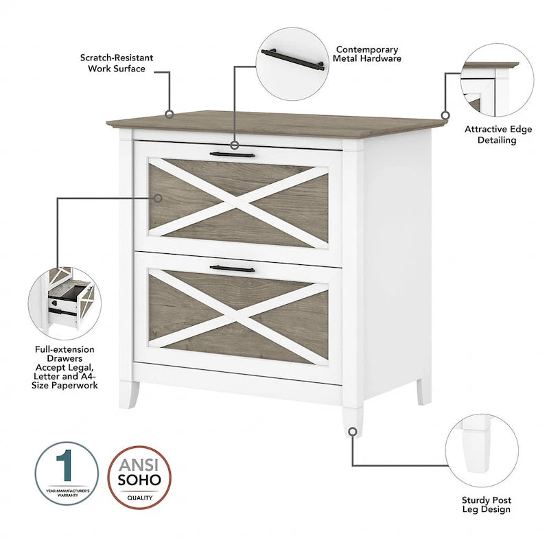 54W Computer Desk with Storage and Cabinet