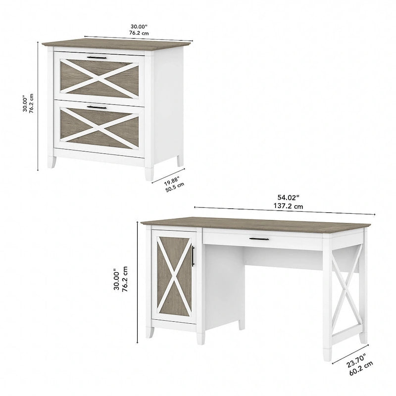 54W Computer Desk with Storage and Cabinet