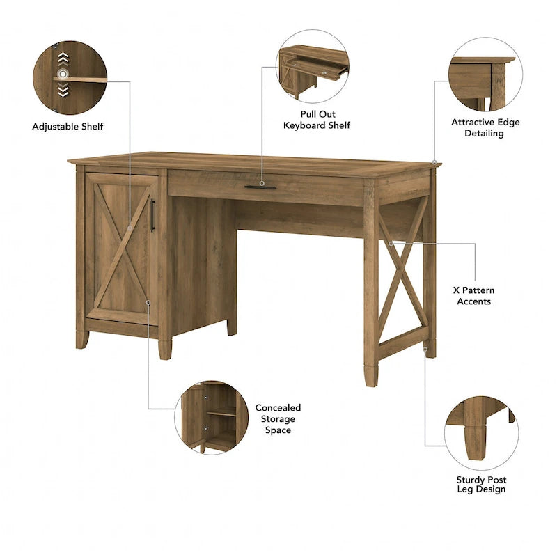 54W Computer Desk with Storage and Cabinet