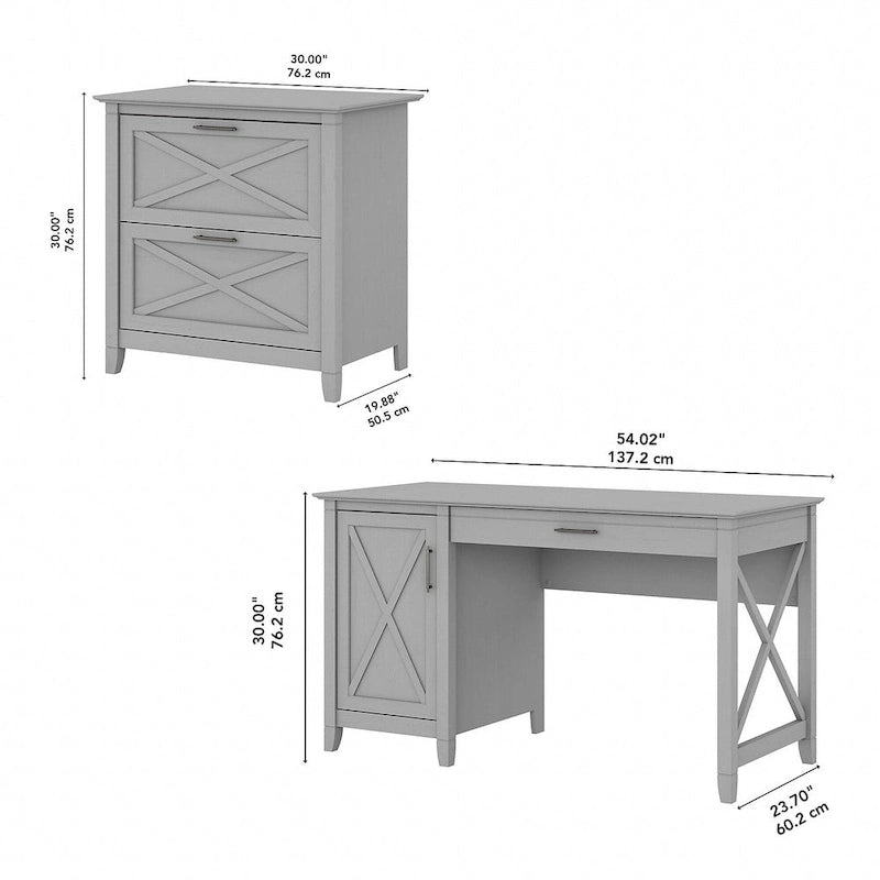 54W Computer Desk with Storage and Cabinet