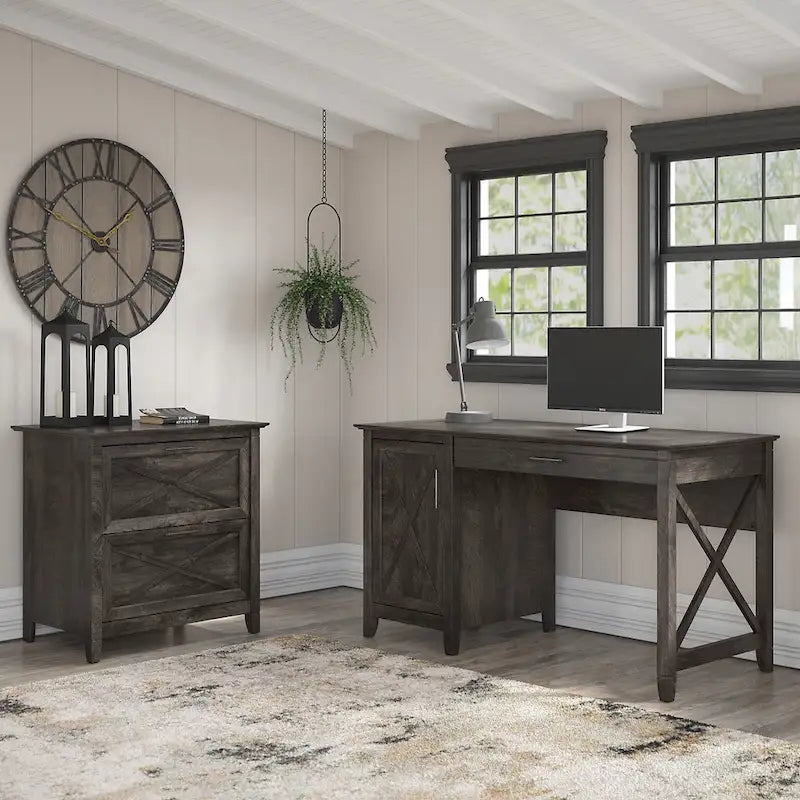 54W Computer Desk with Storage and Cabinet