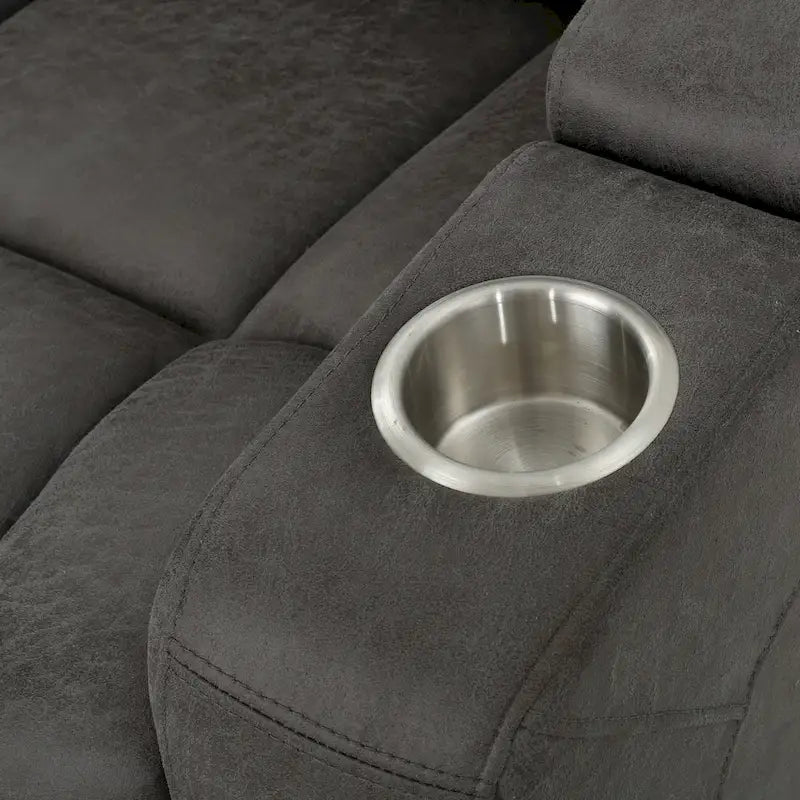 33 Wide Power Standard Recliner Chair with Arm Storage and USB, Slate