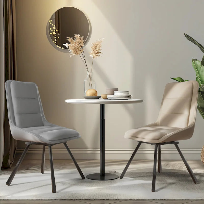 2er-Set Esszimmerstühle, moderne Esszimmerstühle im Mid-Century-Stil, armlehnenloser minimalistischer Einzelstuhl mit Drehfunktion