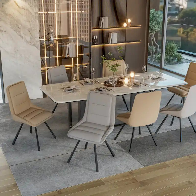 2er-Set Esszimmerstühle, moderne Esszimmerstühle im Mid-Century-Stil, armlehnenloser minimalistischer Einzelstuhl mit Drehfunktion