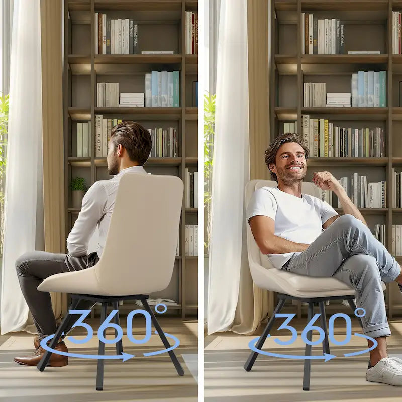 2er-Set Esszimmerstühle, moderne Esszimmerstühle im Mid-Century-Stil, armlehnenloser minimalistischer Einzelstuhl mit Drehfunktion