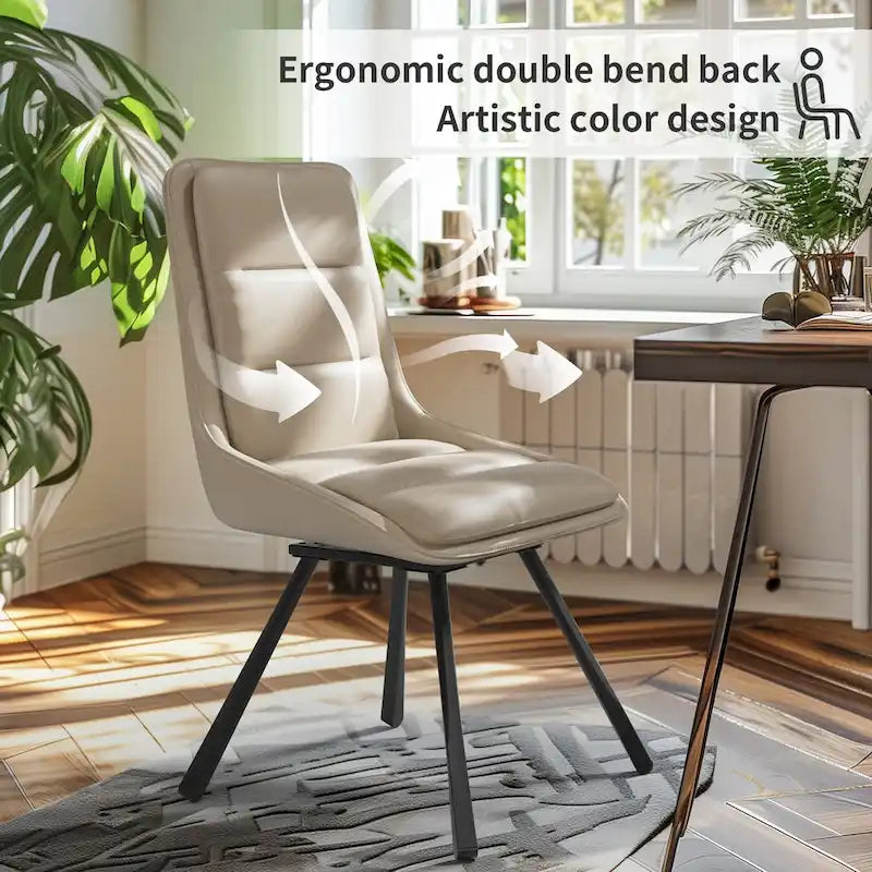 2er-Set Esszimmerstühle, moderne Esszimmerstühle im Mid-Century-Stil, armlehnenloser minimalistischer Einzelstuhl mit Drehfunktion