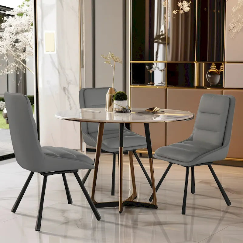 2er-Set Esszimmerstühle, moderne Esszimmerstühle im Mid-Century-Stil, armlehnenloser minimalistischer Einzelstuhl mit Drehfunktion