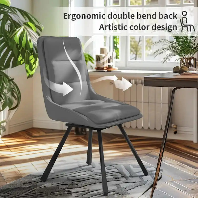 2er-Set Esszimmerstühle, moderne Esszimmerstühle im Mid-Century-Stil, armlehnenloser minimalistischer Einzelstuhl mit Drehfunktion