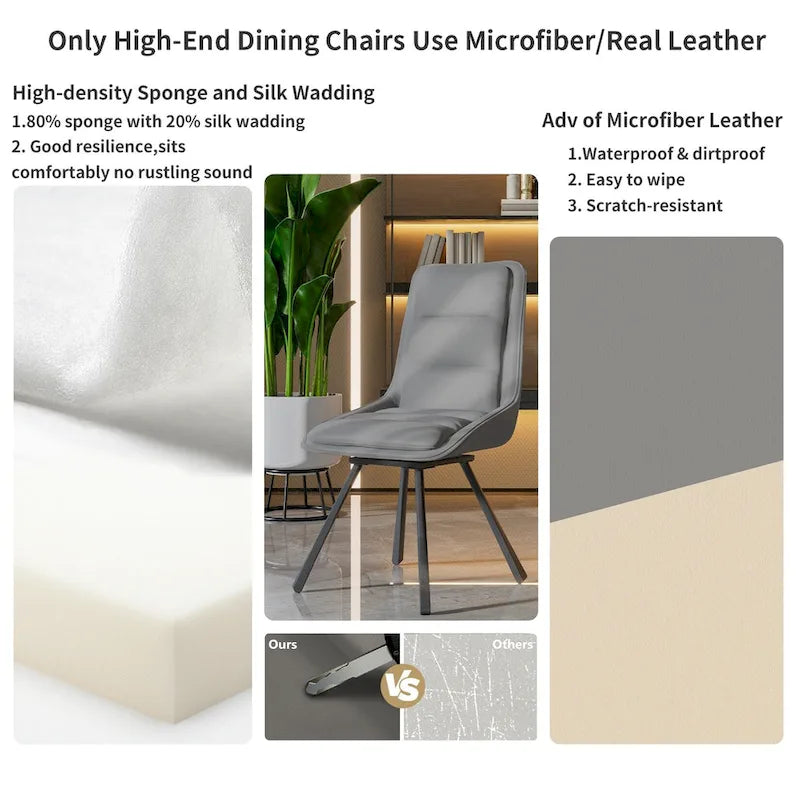 2er-Set Esszimmerstühle, moderne Esszimmerstühle im Mid-Century-Stil, armlehnenloser minimalistischer Einzelstuhl mit Drehfunktion