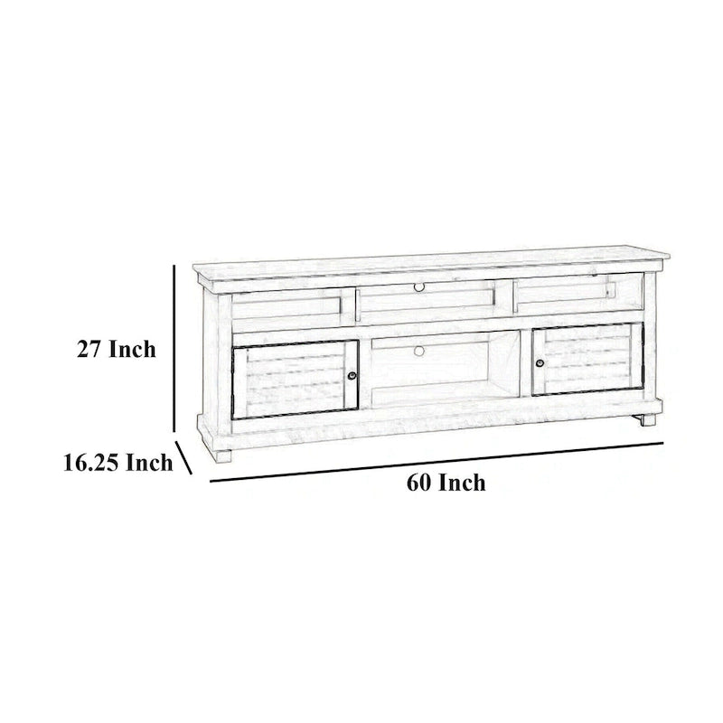 TV Stand Media Cabinet, 2 Doors and 4 Shelves, Black Wood 60 Inch