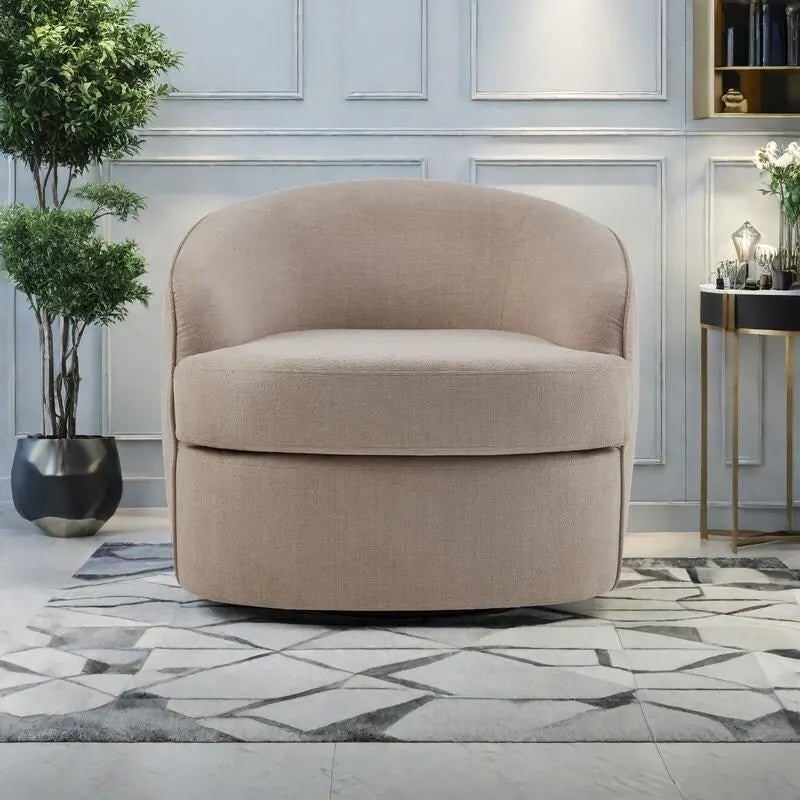 Performance Fabric 360 Swivel Barrel Chair with High-Density Foam Cushions