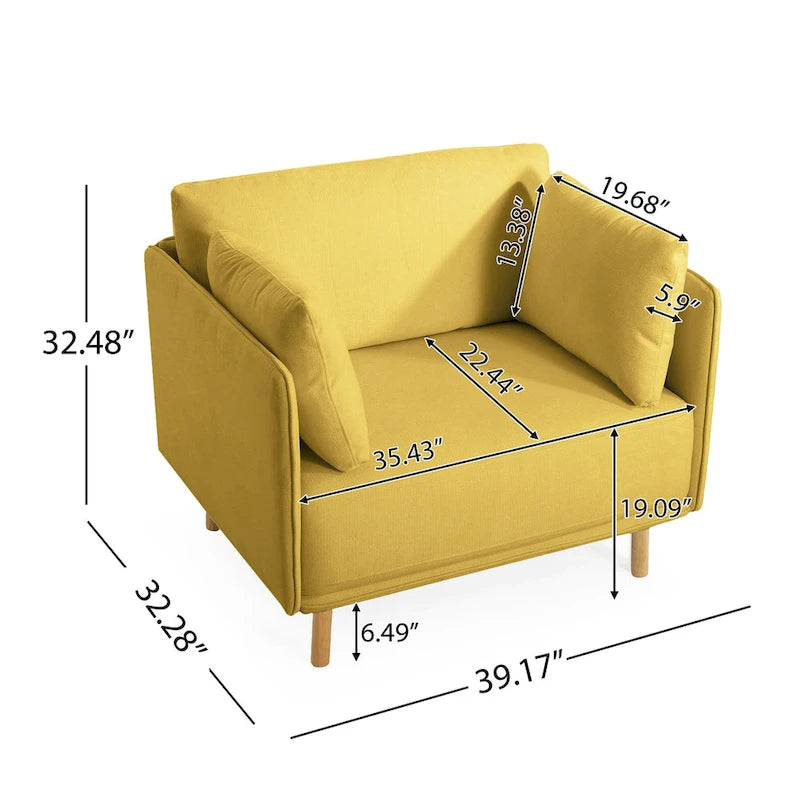39.17-Inch Wide Upholstered Accent Chair with Padded Seat & Back for Living Room