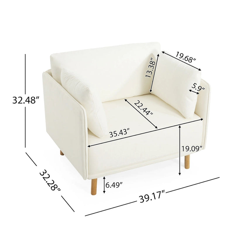 39.17-Inch Wide Upholstered Accent Chair with Padded Seat & Back for Living Room
