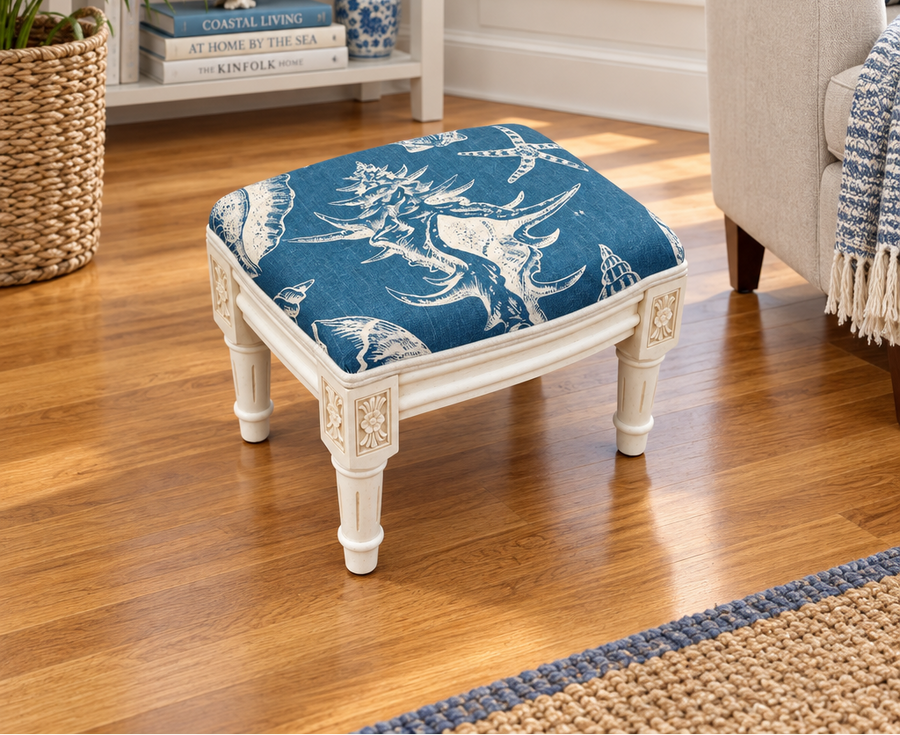Seashells Print Footstool