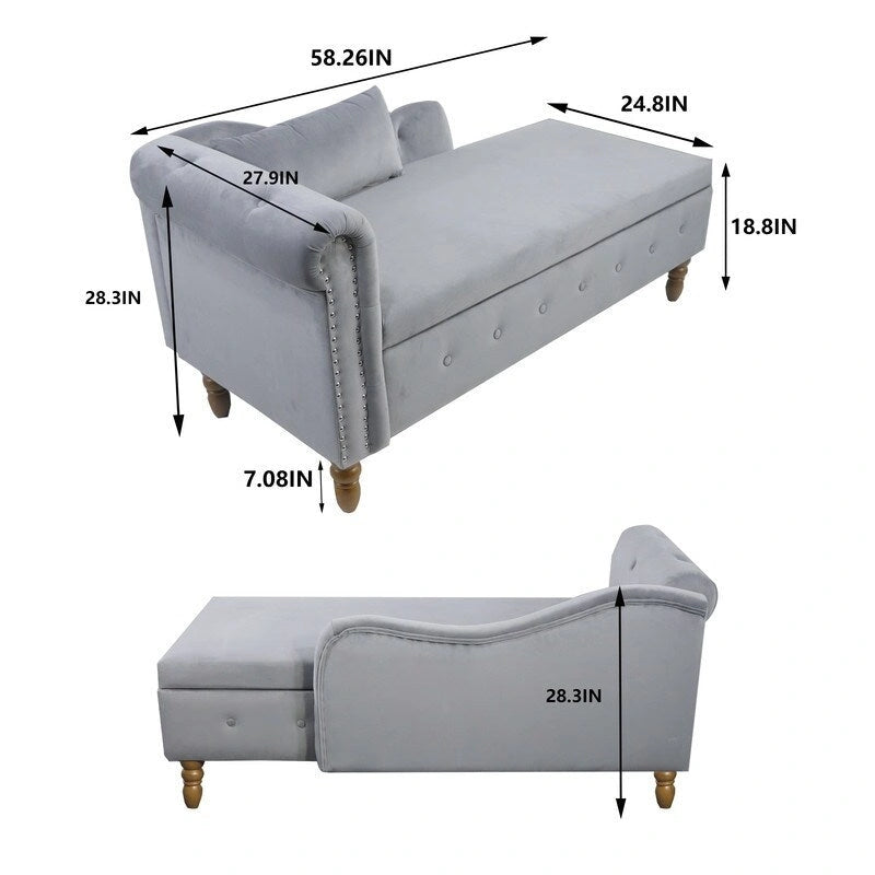 Indoor-Loungesessel, Samt-Loungesessel fürs Schlafzimmer mit Stauraum und Kissen, moderner Polstersessel mit gerollten Armlehnen