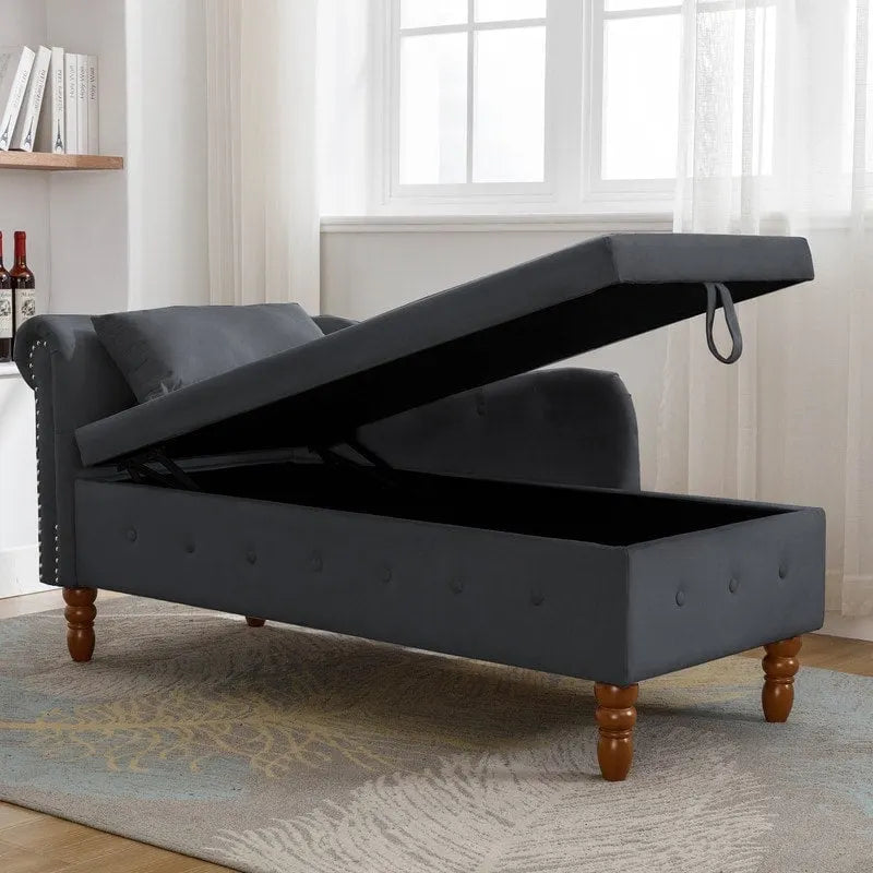 Indoor-Loungesessel, Samt-Loungesessel fürs Schlafzimmer mit Stauraum und Kissen, moderner Polstersessel mit gerollten Armlehnen