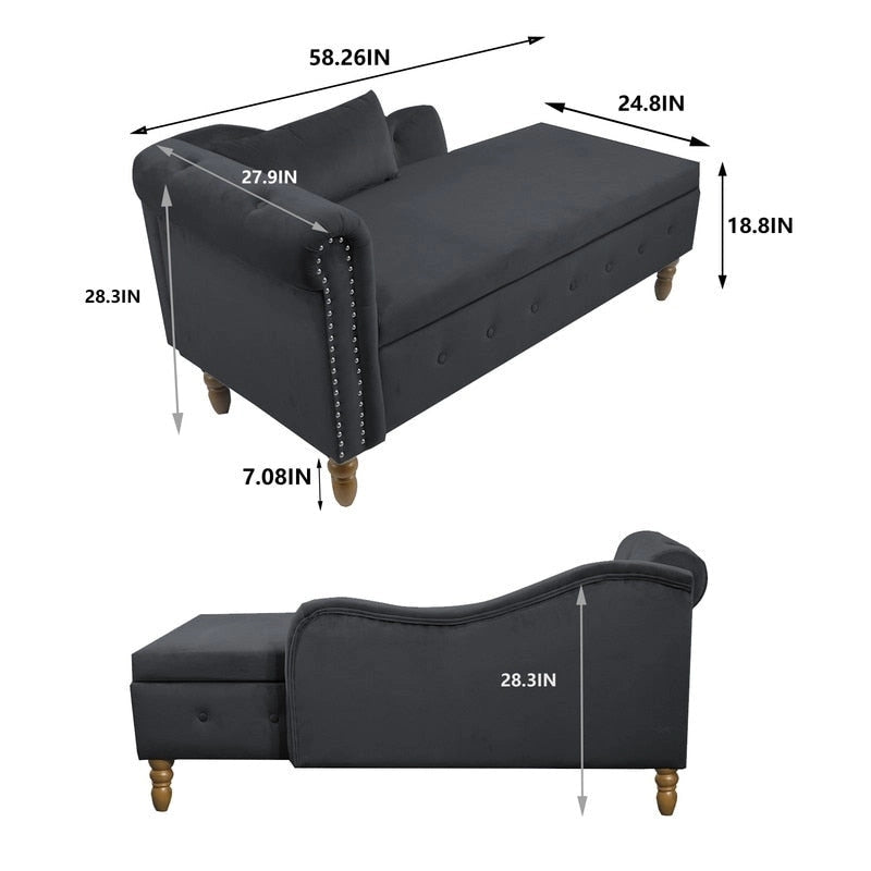 Indoor-Loungesessel, Samt-Loungesessel fürs Schlafzimmer mit Stauraum und Kissen, moderner Polstersessel mit gerollten Armlehnen