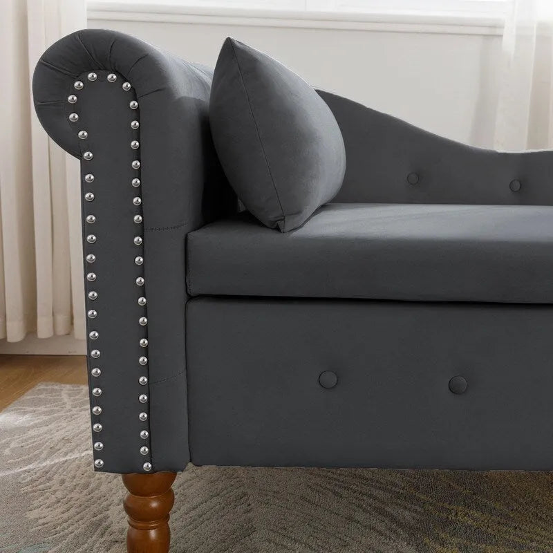 Indoor-Loungesessel, Samt-Loungesessel fürs Schlafzimmer mit Stauraum und Kissen, moderner Polstersessel mit gerollten Armlehnen