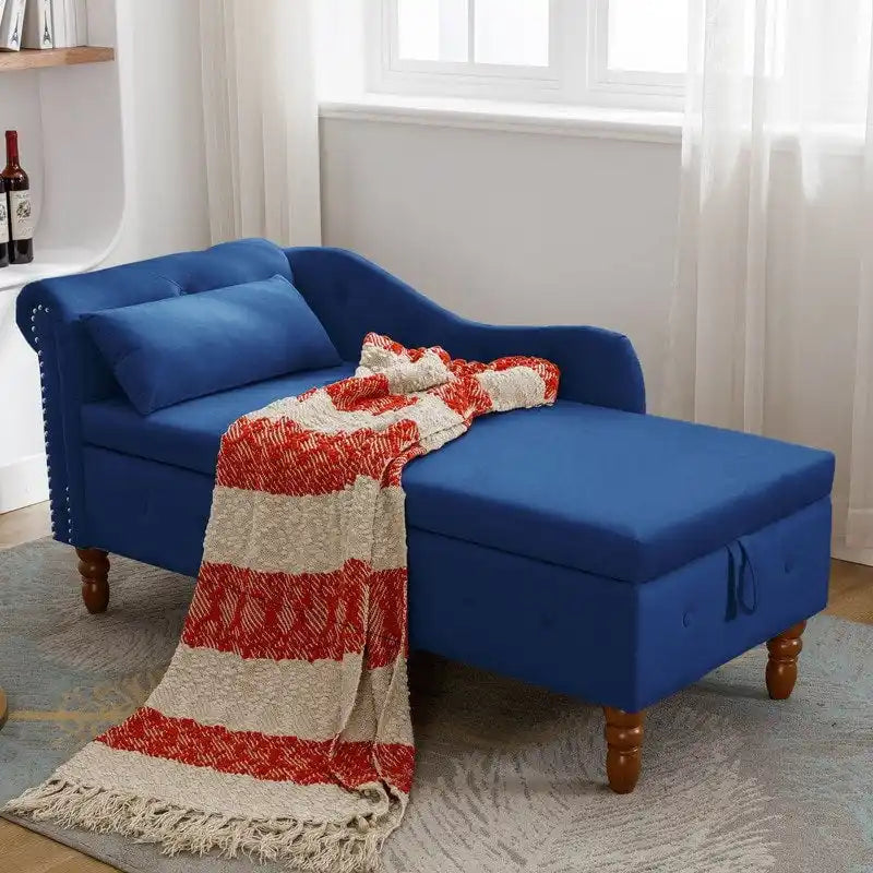 Indoor-Loungesessel, Samt-Loungesessel fürs Schlafzimmer mit Stauraum und Kissen, moderner Polstersessel mit gerollten Armlehnen