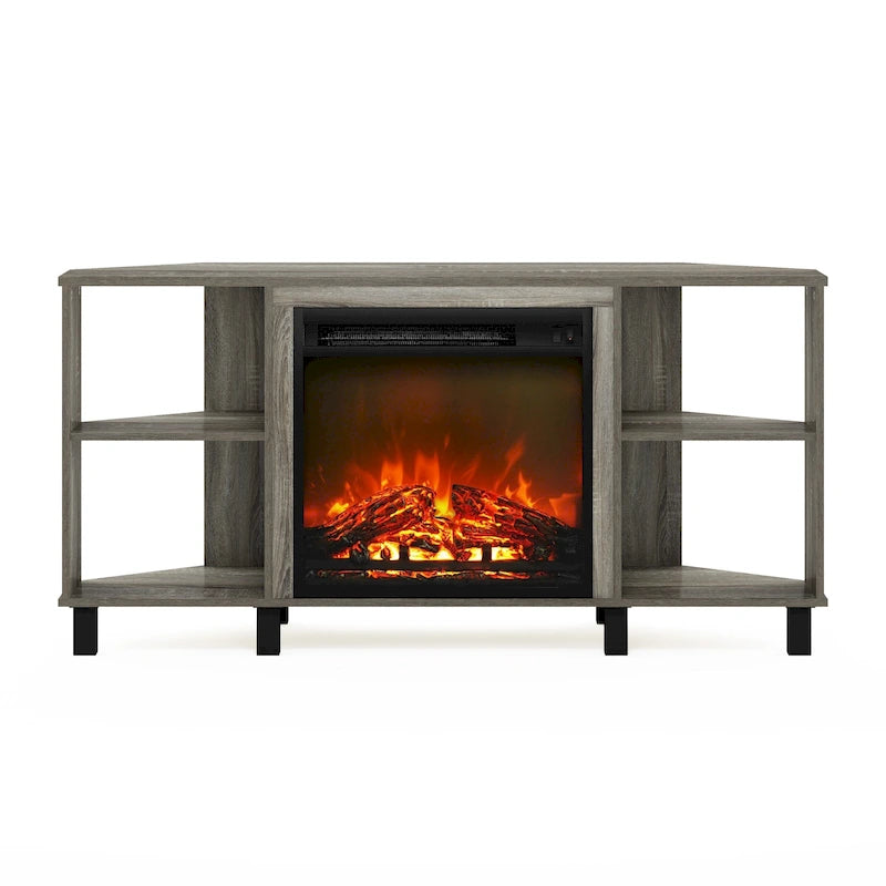 Metal Leg Corner Fireplace TV Stand for TV up to 55