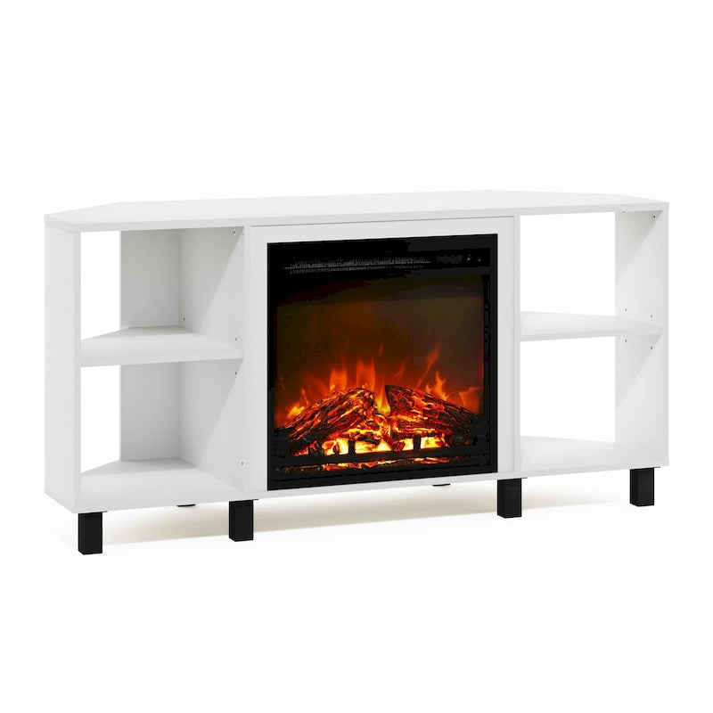 Metal Leg Corner Fireplace TV Stand for TV up to 55