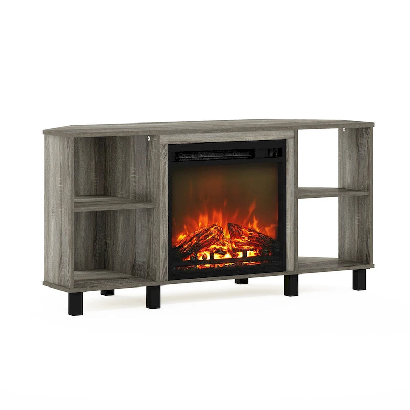 Eck-TV-Ständer mit Metallbeinen und Kamin für Fernseher bis 55
