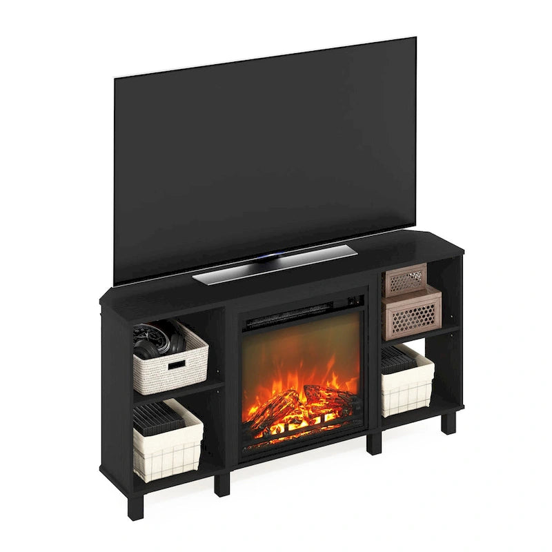 Eck-TV-Ständer mit Metallbeinen und Kamin für Fernseher bis 55