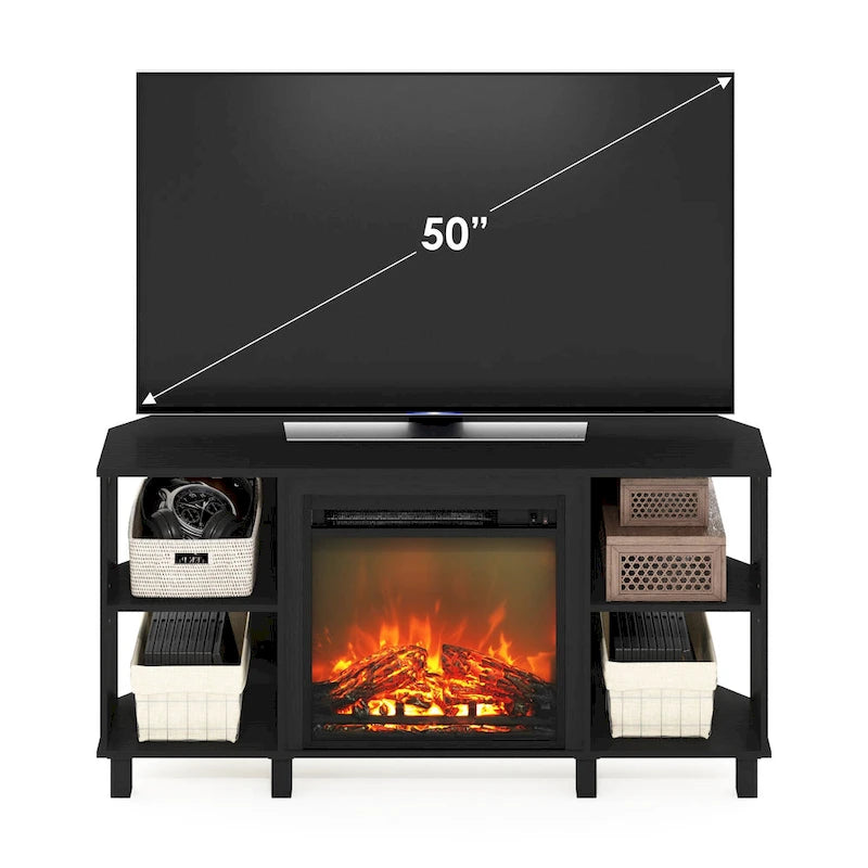 Eck-TV-Ständer mit Metallbeinen und Kamin für Fernseher bis 55