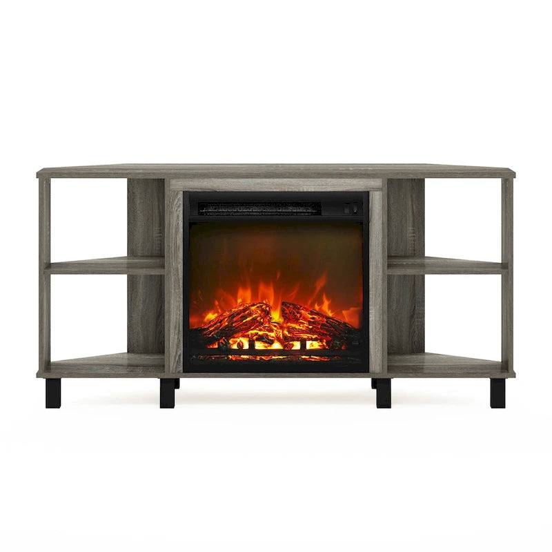 Eck-TV-Ständer mit Metallbeinen und Kamin für Fernseher bis 55