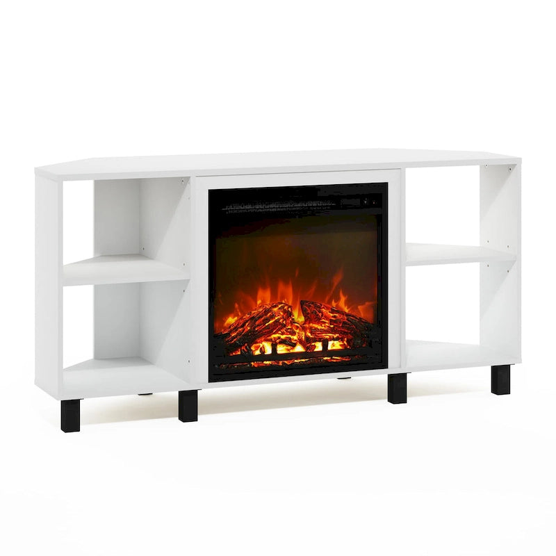 Eck-TV-Ständer mit Metallbeinen und Kamin für Fernseher bis 55