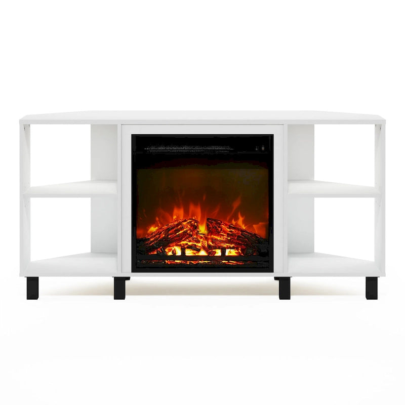 Eck-TV-Ständer mit Metallbeinen und Kamin für Fernseher bis 55