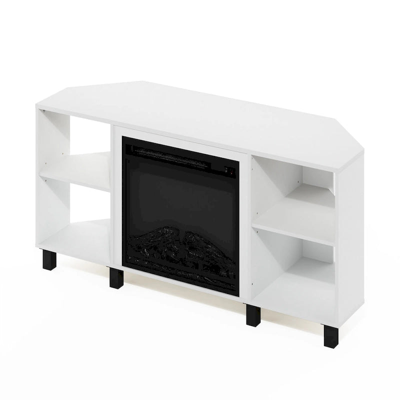 Eck-TV-Ständer mit Metallbeinen und Kamin für Fernseher bis 55