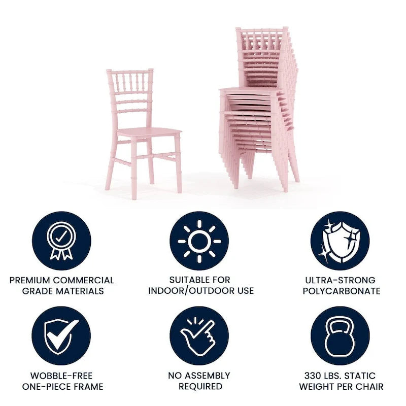 Kids Resin Stacking Chiavari Chairs for Formal Events (Set of 10)