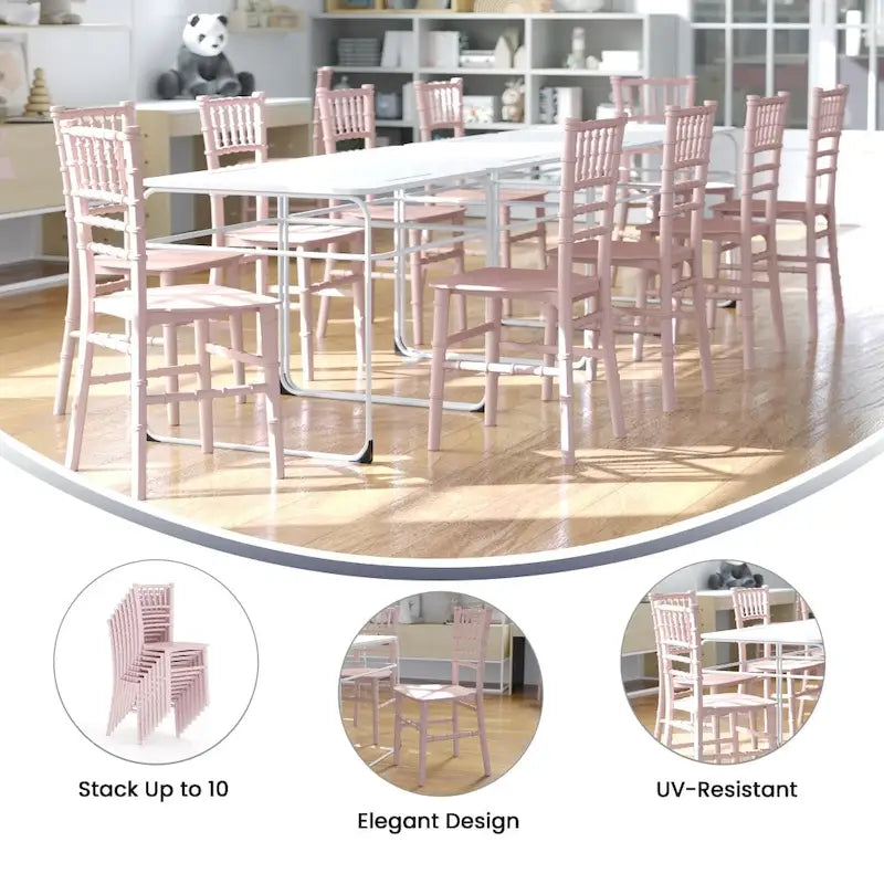 Kids Resin Stacking Chiavari Chairs for Formal Events (Set of 10)