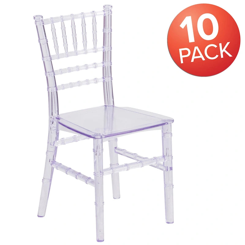 Kids Resin Stacking Chiavari Chairs for Formal Events (Set of 10)