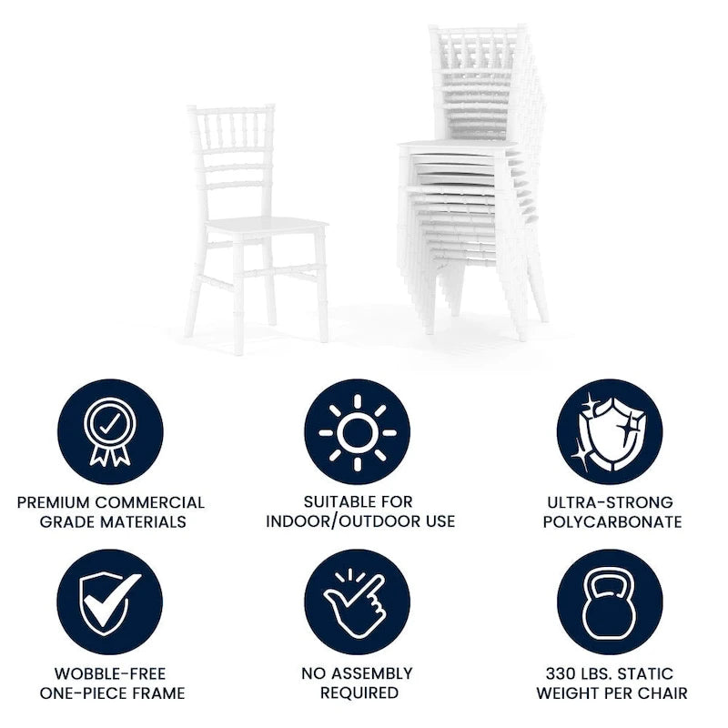 Kids Resin Stacking Chiavari Chairs for Formal Events (Set of 10)