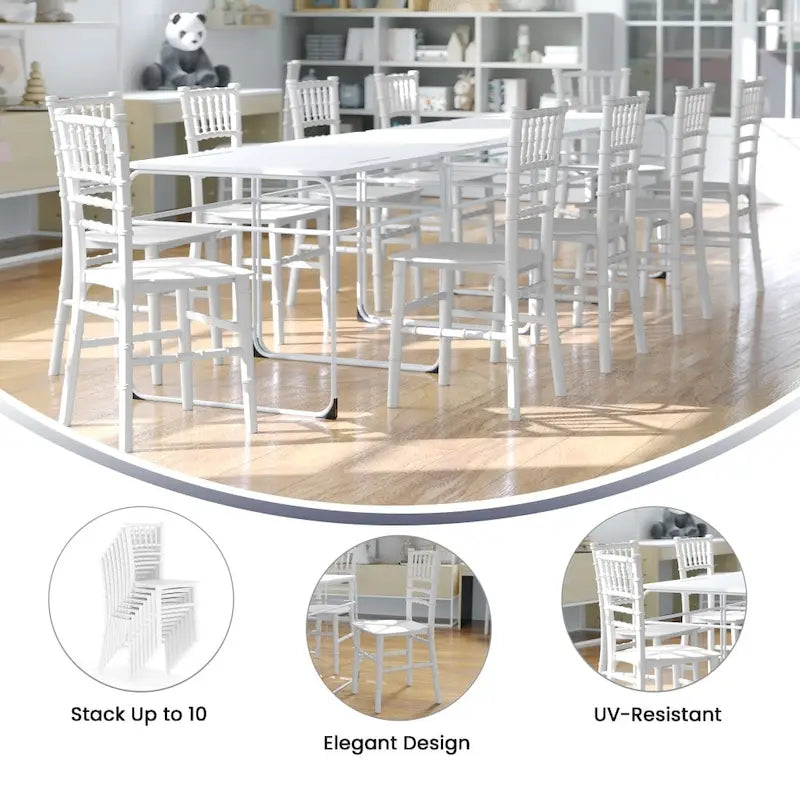 Kids Resin Stacking Chiavari Chairs for Formal Events (Set of 10)