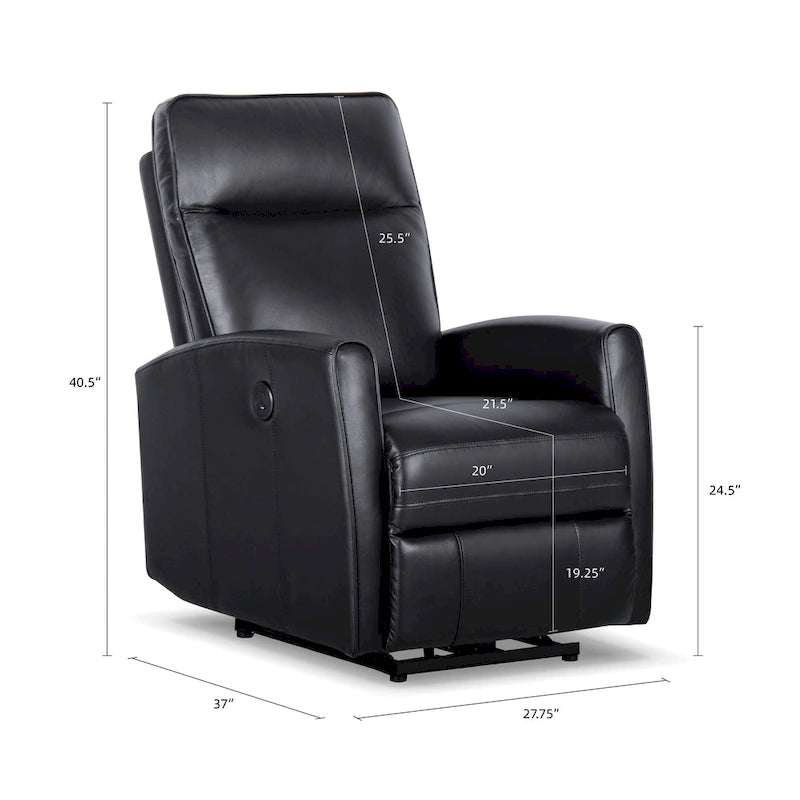 27.75 Width Genuine Leather Power Recliner Couch With USB Charger