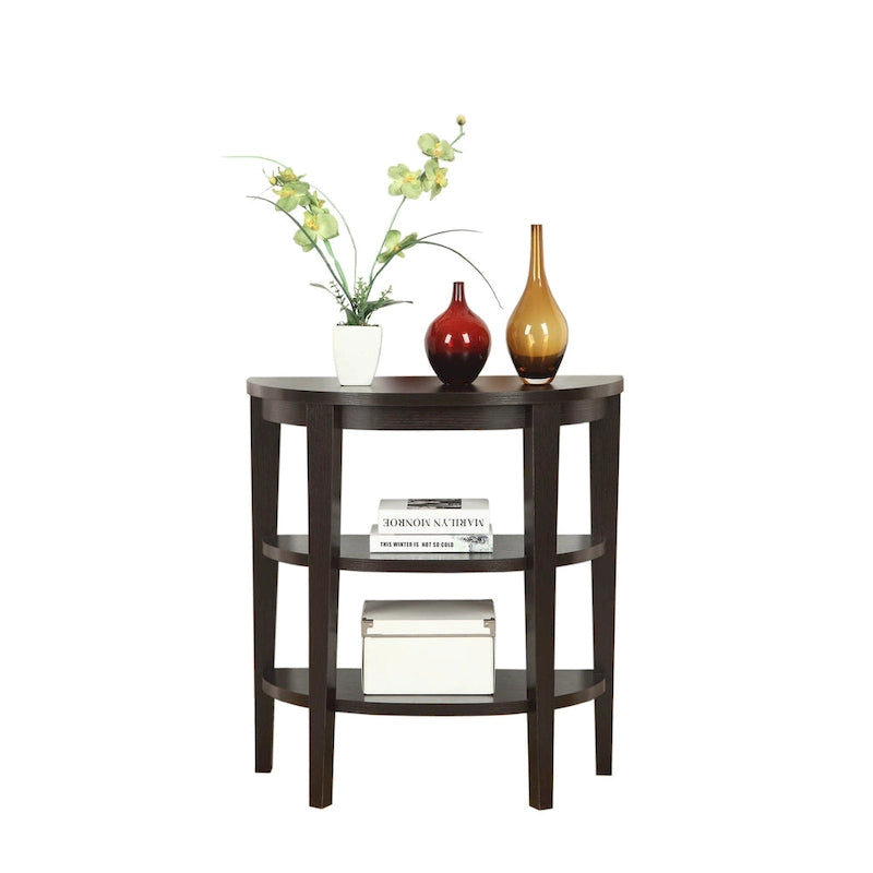 Half-Circle Console Table with Shelves